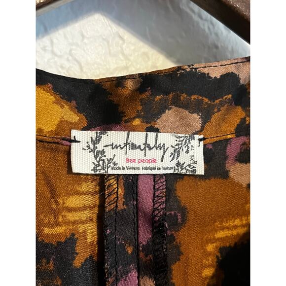 Intimately Free People Oversized Satin Goddess Sleep Shirt Button Down Top XS - Picture 4 of 9